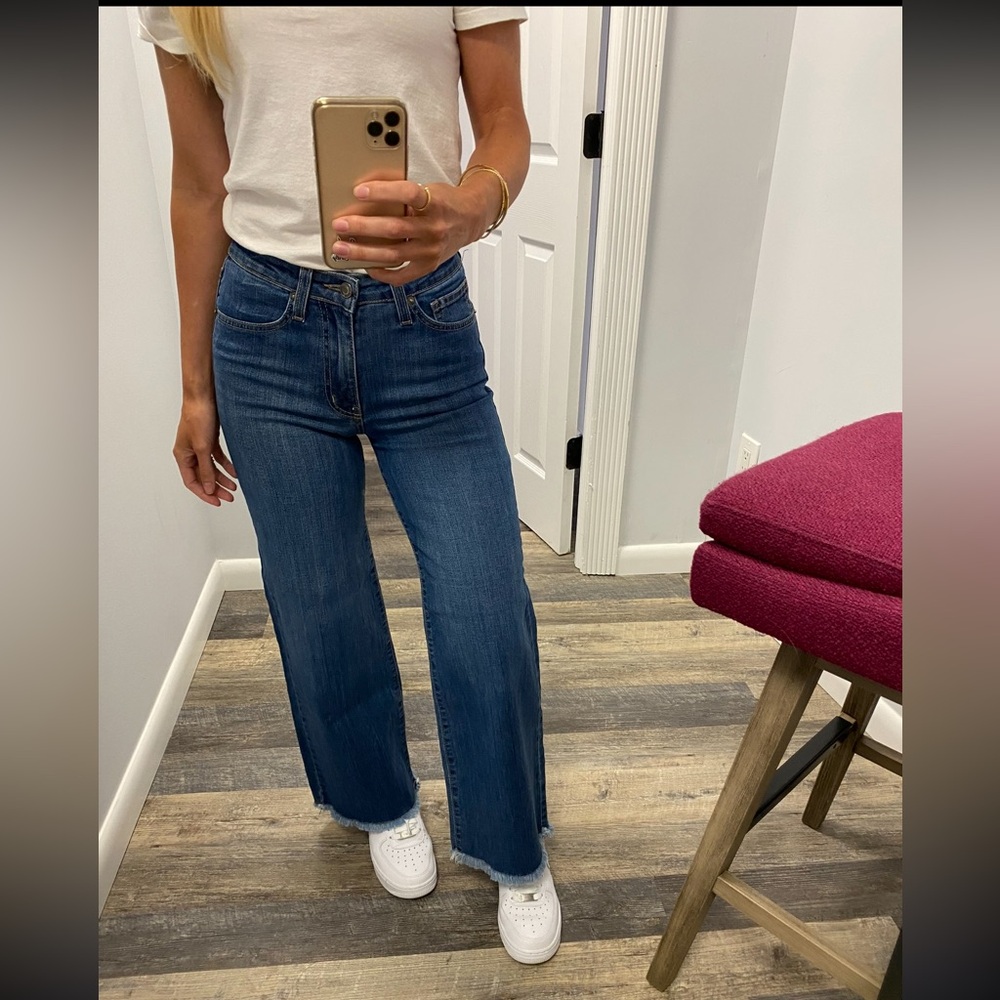 NWT L.T.J LETTER TO JULIET genoa wide leg raw hem jeans Sizes 26, 27 Available
